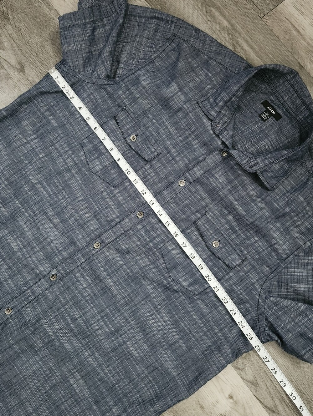 Alfani Men’s Short Sleeve Button-Down Shirt - Denim Blue Heather Size XXL - Picture 4 of 6